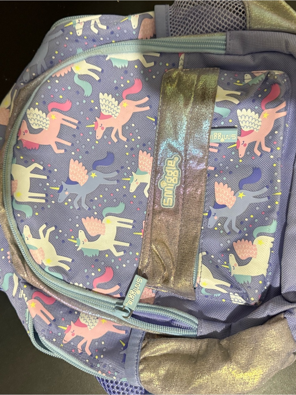 Kids Purple Unicorn Print Backpack